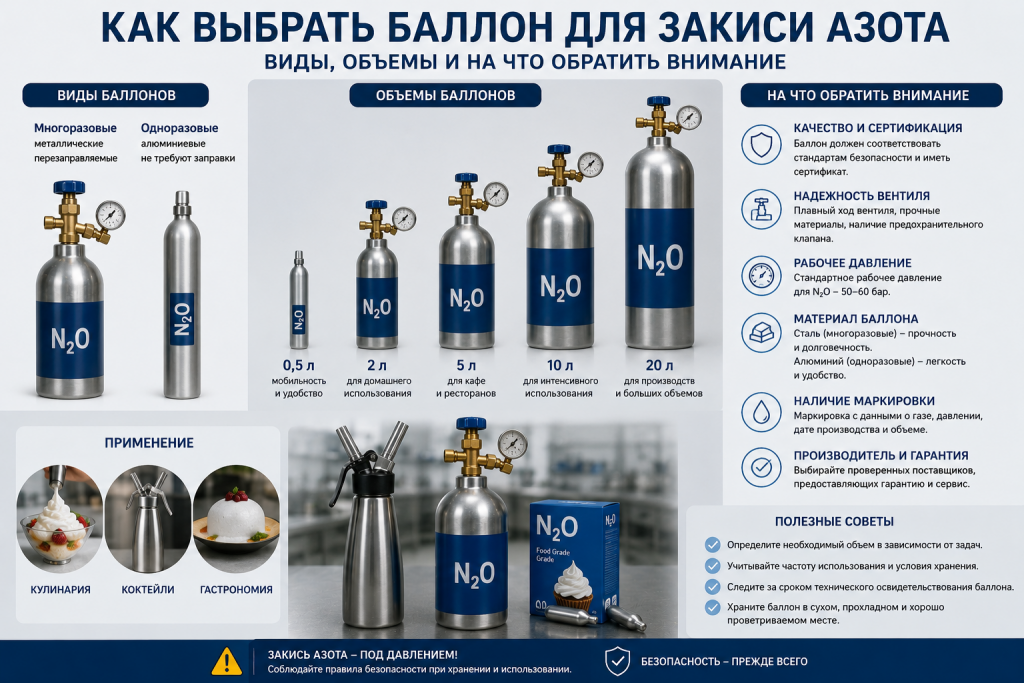 Как выбрать баллон для закиси азота: виды, объемы и на что обратить внимание